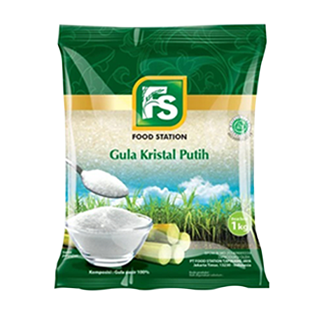 gula kristal putih food station hijau 1kg gula manis